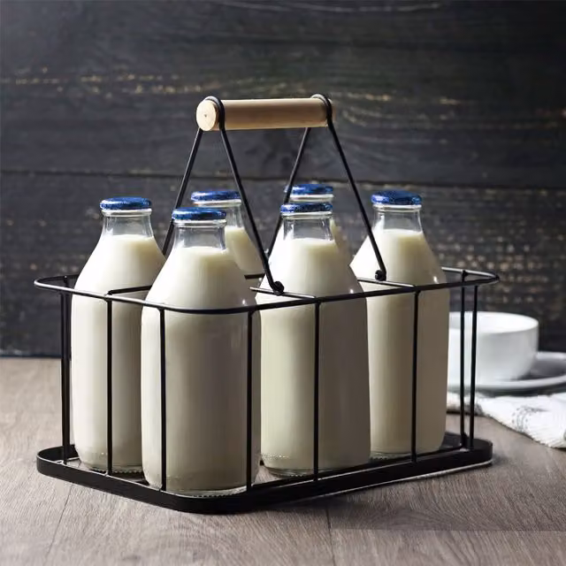 Maison & White Black and Grey Mesh Milk Bottle Crate and Holder with Handles
