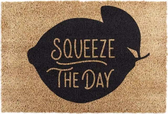 Artsy Mats Squeeze The Day Brown Coir and Natural Rubber Non-Slip Weatherproof Doormat
