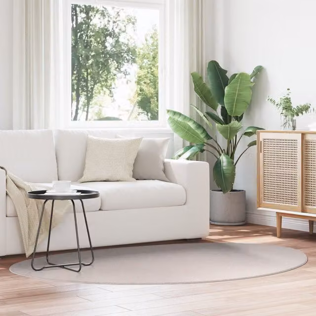 Berkfield Home HUARTE Short Pile Washable Rug in Beige and Sand, W/D/H: 140 x 200 cm