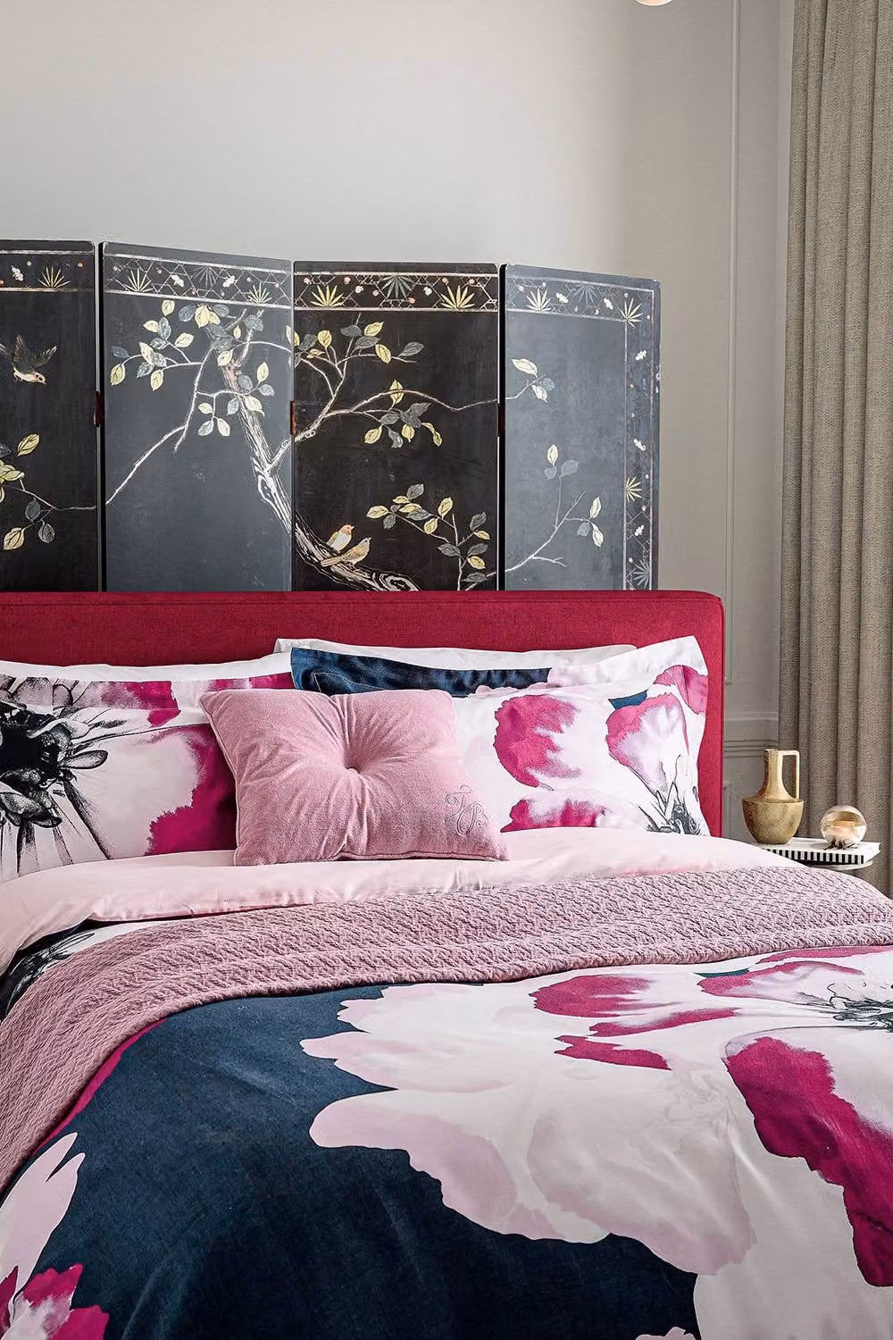Ted Baker Pink Cotton Velvet Button Cushion, W/D/H: 50 x 50 x 50 cm – 4
