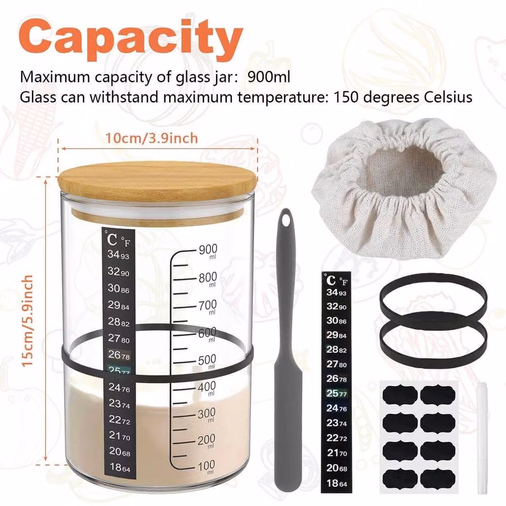 SPETLEK Large Capacity Sourdough Starter Glass Jar in Transparent – 2