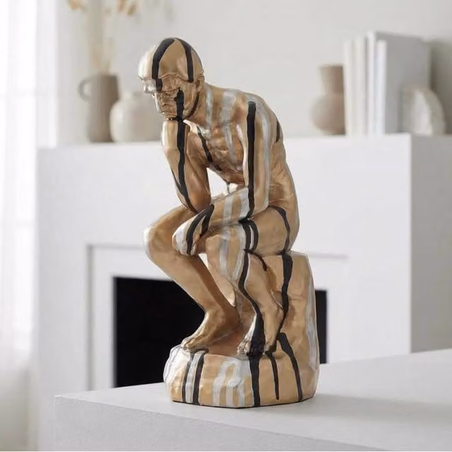Garden Greatness Gold Drip Art Thinker Abstract Tabletop Sculpture H: 28.0 cm, W: 17.0 cm, D: 12.0 cm