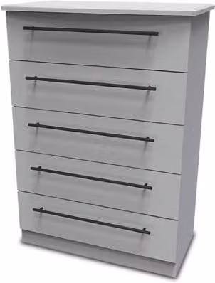 Welcome Beverley 5 Drawer Chest of Drawers in Black and Grey Matt Metal