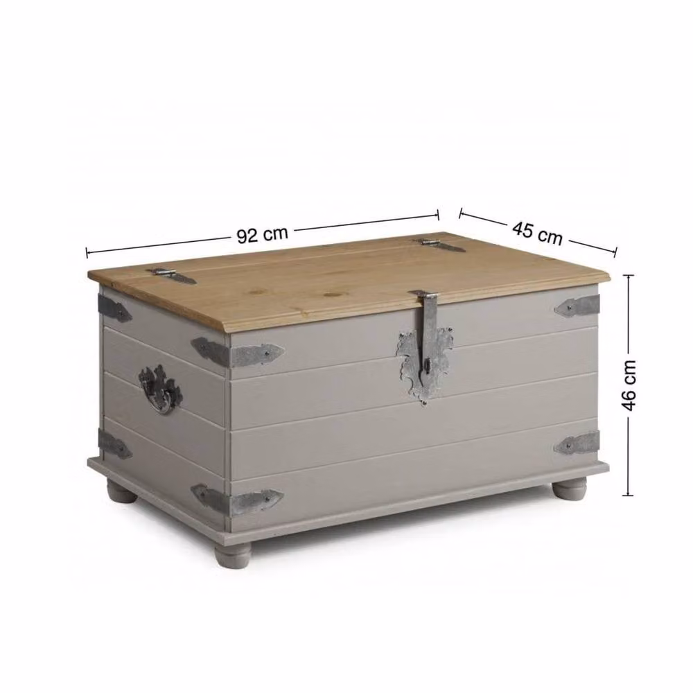 NESTLUNE Grey Painted Solid Pine Blanket Box and Toy Chest Storage – 2