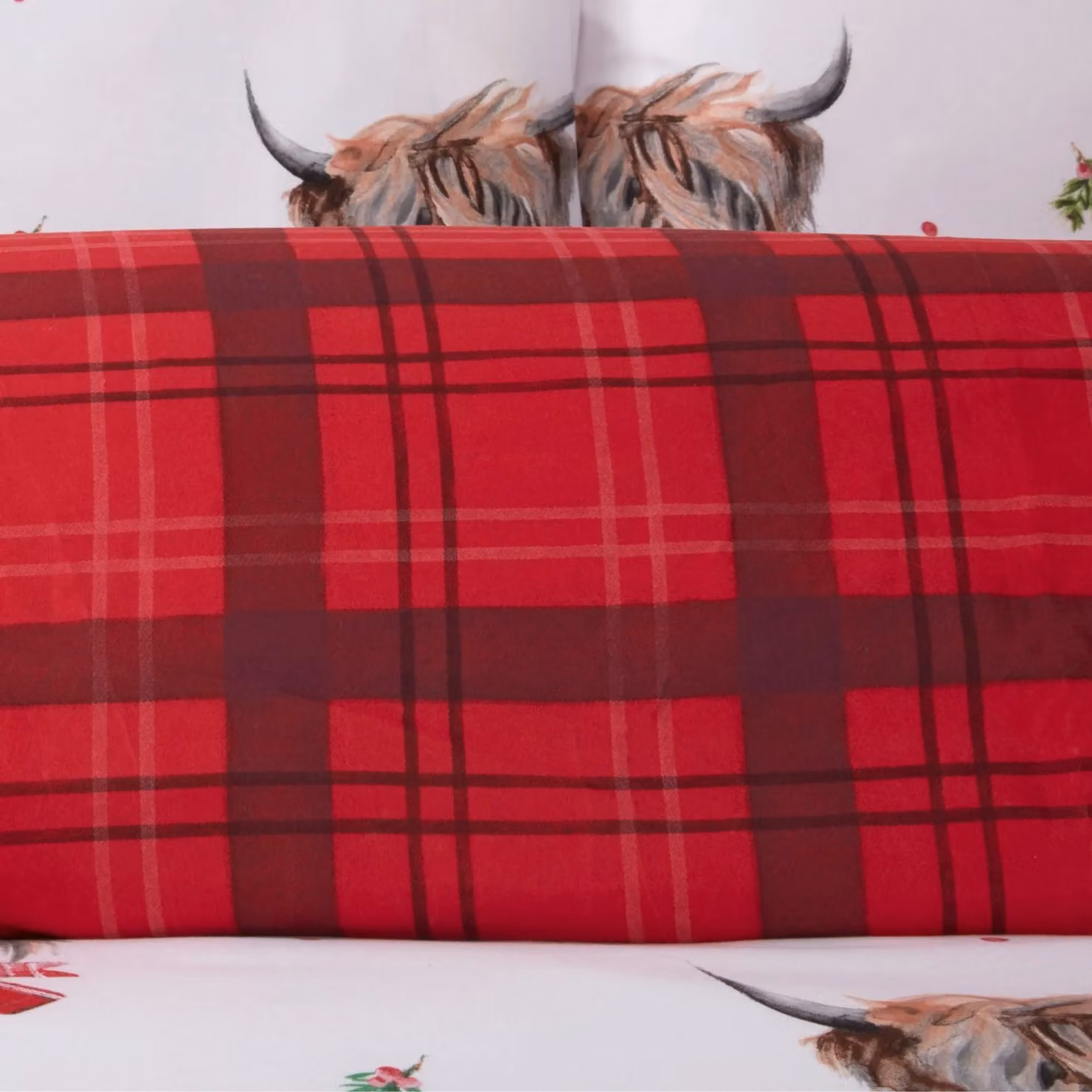 Rapport Home Fergus Reversible Microfibre Checked Duvet Cover and Pillowcase Set, Red and Multicolour, W/D/H: 135 x 200 cm and 50 x 75 cm – 6