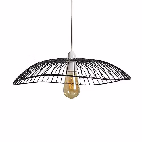 ValueLights Vella Modern Black Metal LED Pendant Ceiling Light with Warm White Glow, Shade Width: 45 cm