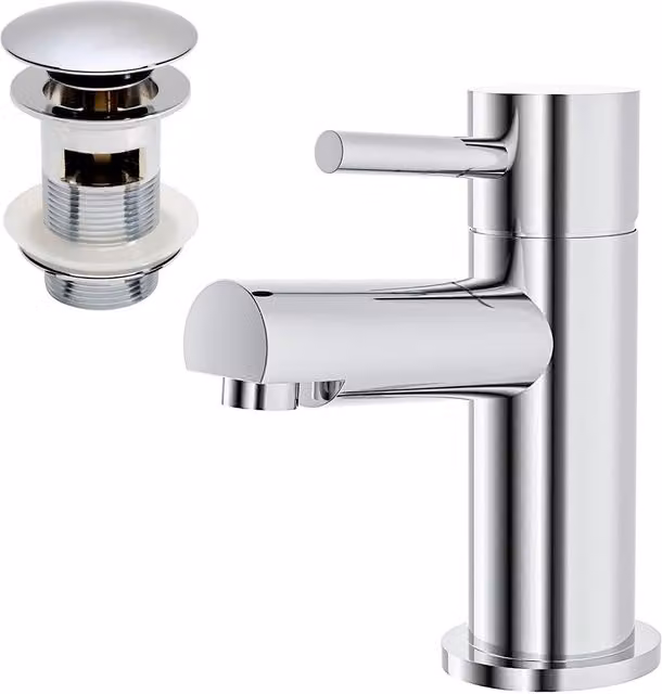 Nes Home Remy Single Lever Basin Mono Mixer Tap and Pop Up Waste in Chrome Silver