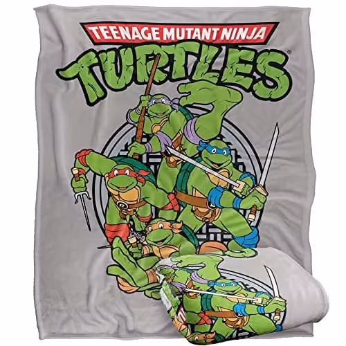 LOGOVISION Teenage Mutant Ninja Turtles TMNT Group Silky Touch Super Soft Fleece Throw Blanket, White, W/D/H: 152 x 127 cm