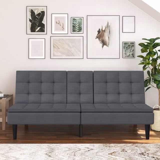 Dorel Home Maine Futon Corduroy Fold Out Chair in Anthracite