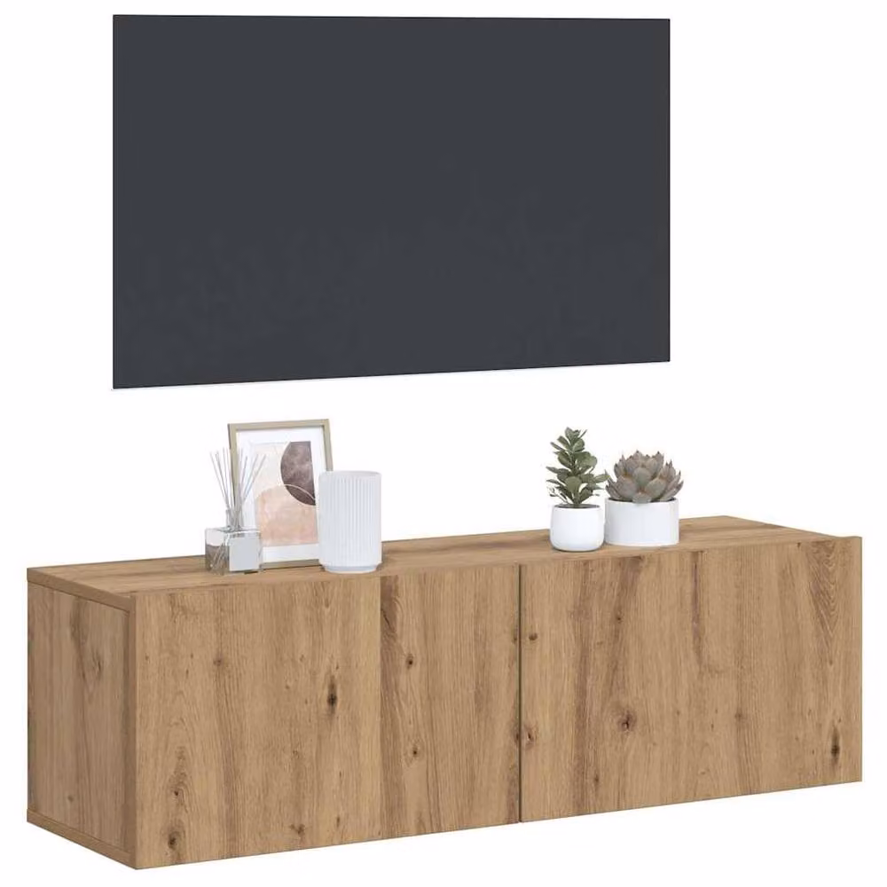Berkfield Home Artisan Oak Wall Mounted TV Cabinet in Brown, W/D/H: 100 x 30 x 30 cm – 3