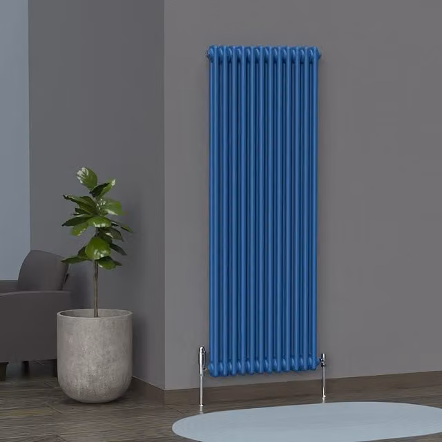 Lux Heat Vertical Coloured Column Radiator in Galaxy Blue, H 150 cm x W 56 cm
