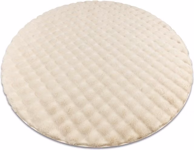 RugsX Bubble Round Rug in Beige with High-Low Effect and Non-Slip Base, Diameter: 120 cm – 1