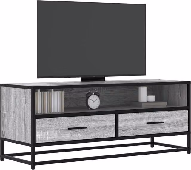 Berkfield Home Industrial TV Cabinet in Grey Sonoma, W/D/H: 100 x 34.5 x 40 cm – 1