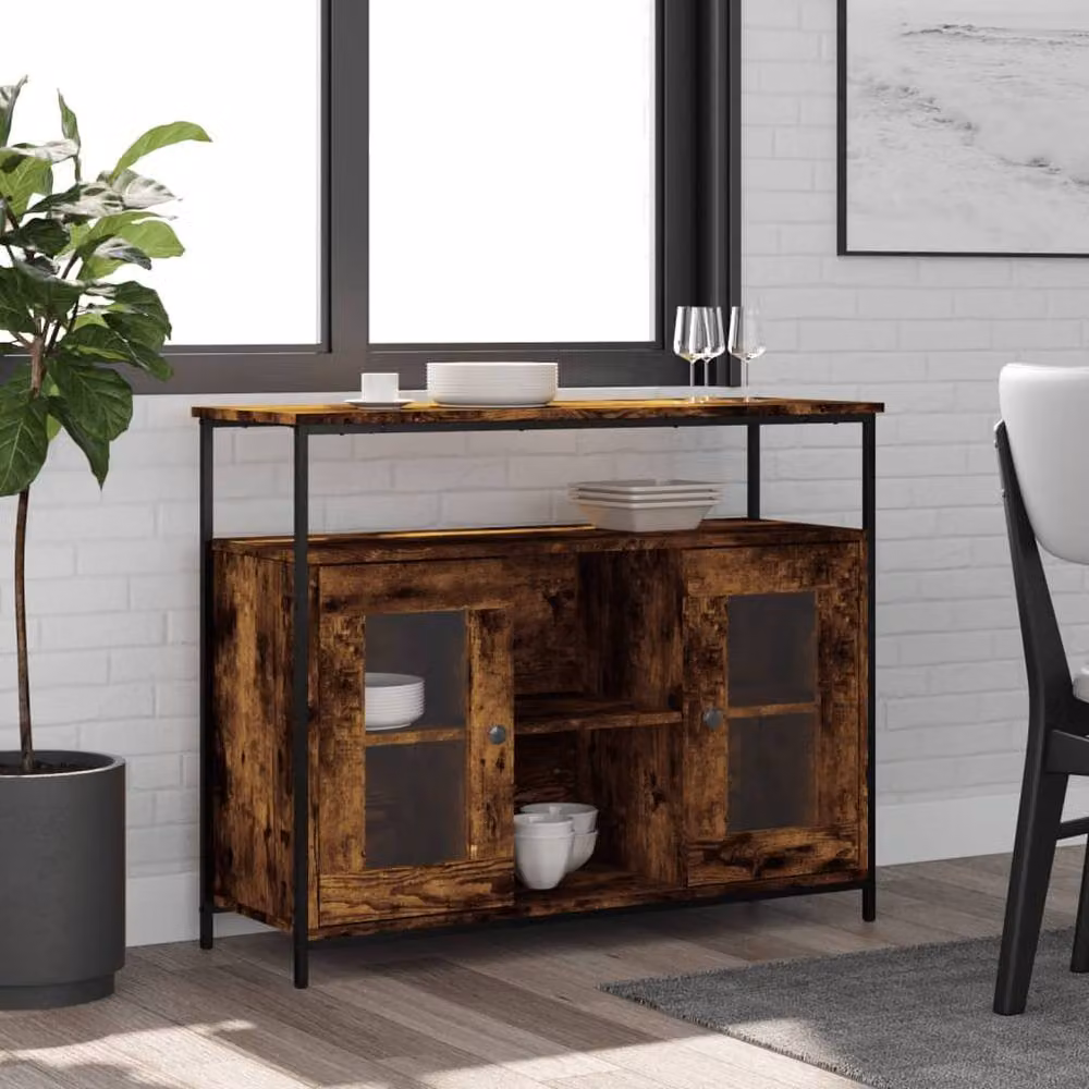 Berkfield Home Smoked Oak Sideboard in Brown, W/D/H: 100 x 35 x 80 cm – 2