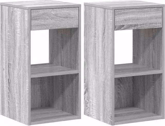 Berkfield Home Bedside Cabinets with Drawer, 2 Pack, Grey Sonoma, W/D/H: 35 x 34 x 66.5 cm – 1