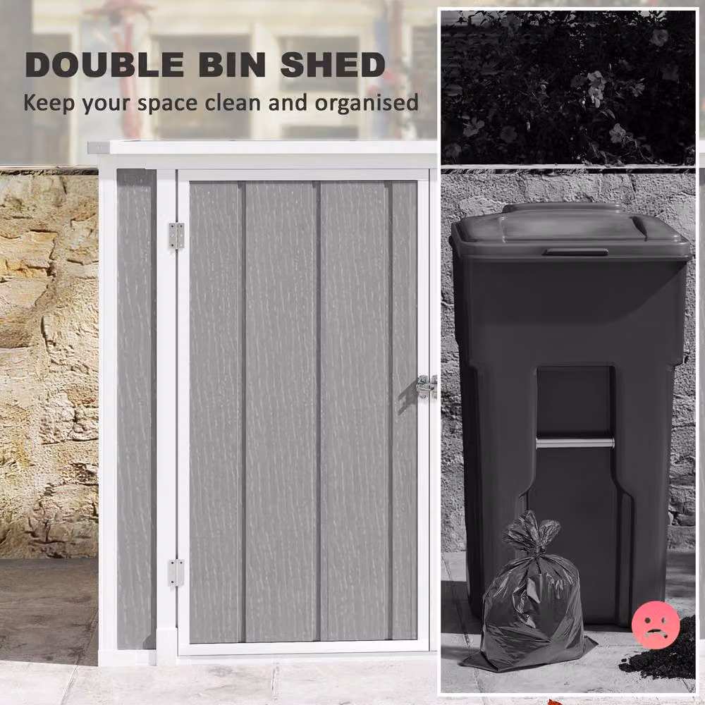 Rolipo Grey Double Bin Storage Shed with Lockable Doors, W: 143.3 cm, D: 76.2 cm, H: 110 cm – 5