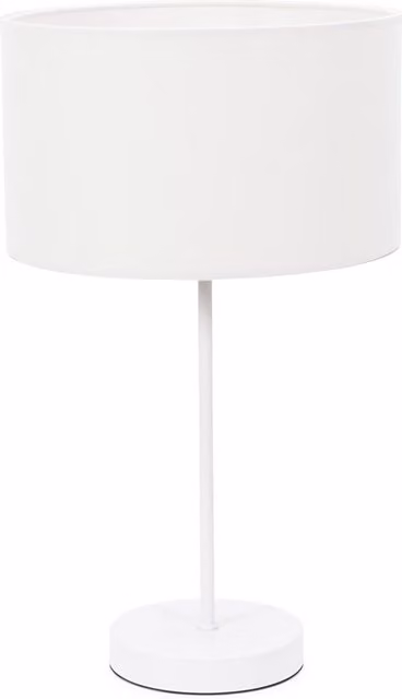 ValueLights Charlie White Table Lamp with Fabric Drum Shade