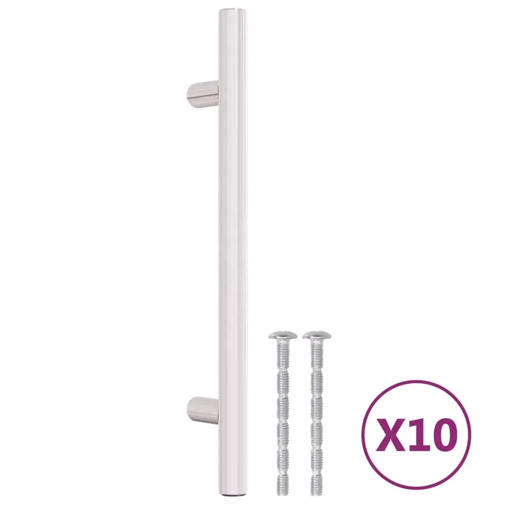 Berkfield Home Brushed Silver Stainless Steel Bar Cabinet Handles, 10 Pack, Length: 128 mm – 2