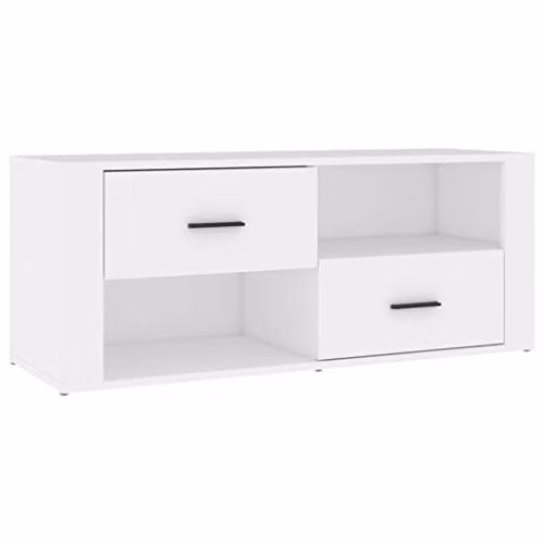 vidaXL Modern White TV Cabinet in MDF, W/D/H: 100 x 35 x 40 cm