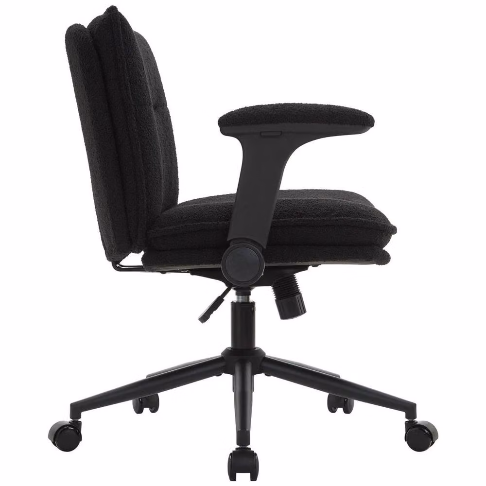 FORGEVIO Black Modern Task Chair with Armrests and Synthetic Leather Upholstery – 2
