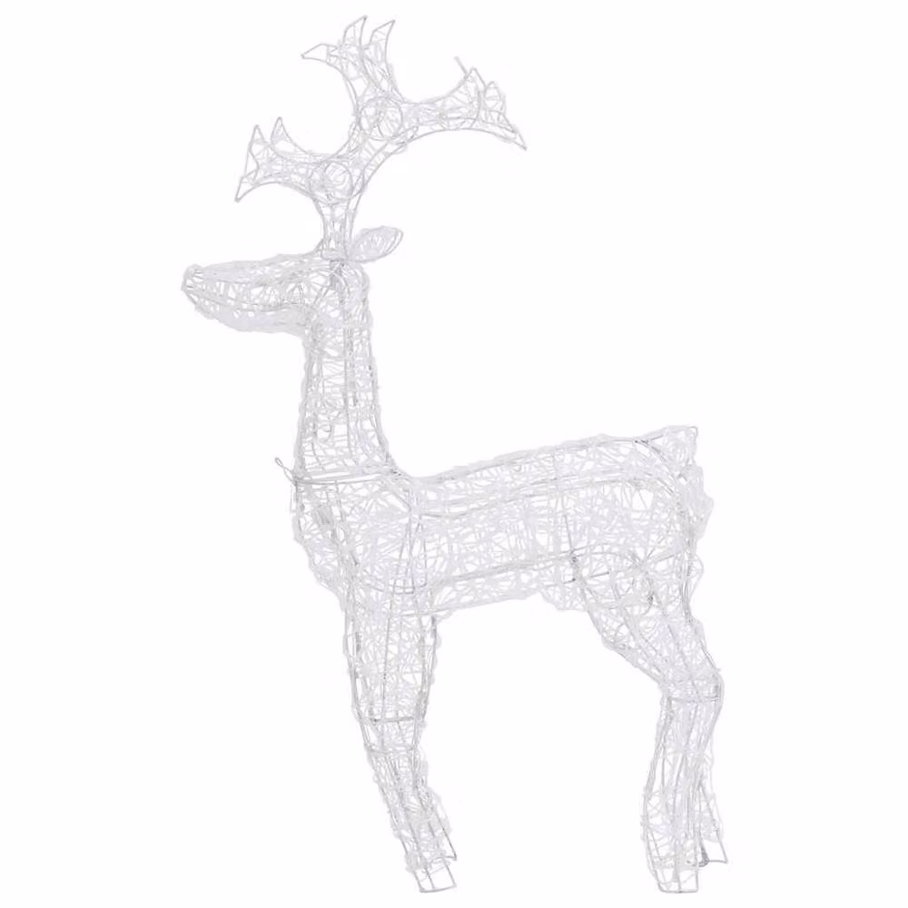 Berkfield Home Reindeer Christmas Decorations, 2 Piece White Acrylic Set, W/D/H: 60 x 16 x 100 cm