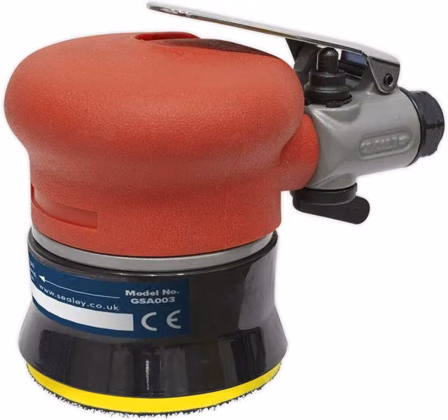 Loops 75mm AIR Orbital Palm Sander - Red/Multicolour - Pneumatic Variable Speed with 1/4" BSP Hook & Loop Backing Pad