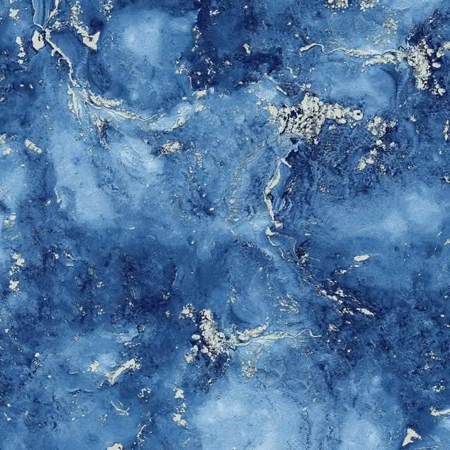 World of Wallpaper Luxe Collection Marble Effect Blue Vinyl Textured Abstract Wallpaper