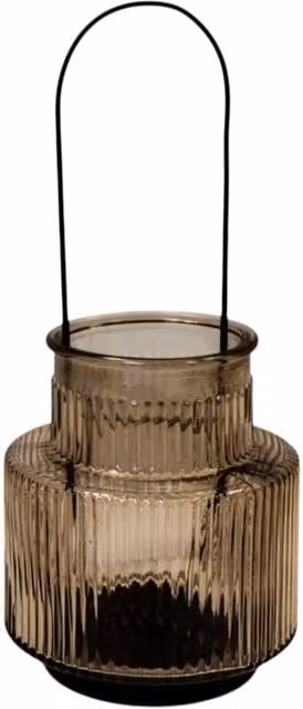 Four Candle Smokey Brown Large Round Glass Pillar Candle Holder with Handle – 1