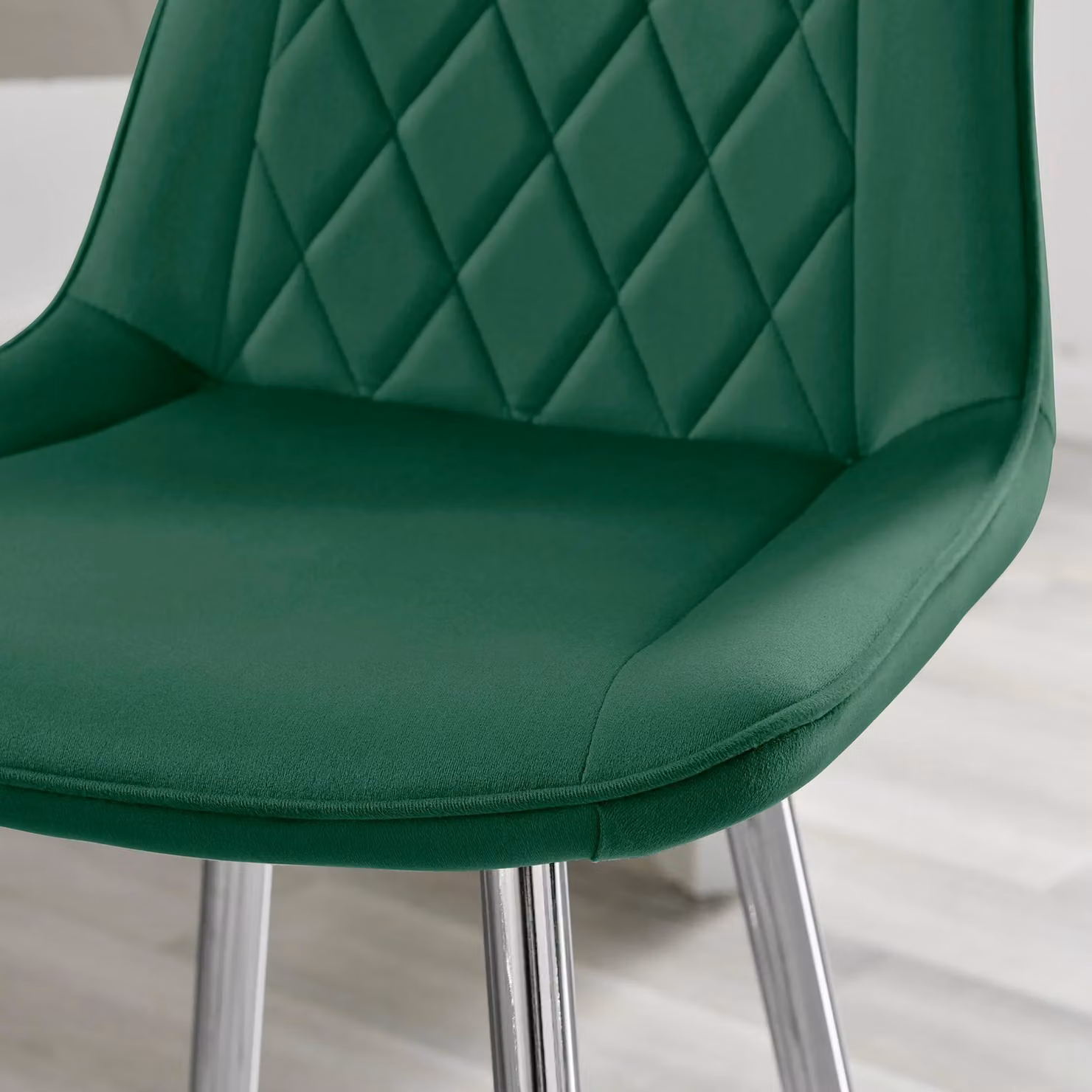 FurnitureboxUK Pesaro Set of 2 Green Velvet Counter Stools with Silver Metal Legs – 3