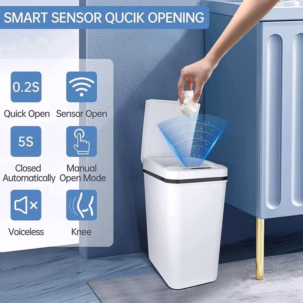 NESTLUNE 18l Smart Automatic Sensor Bathroom Trash Can, White – 2