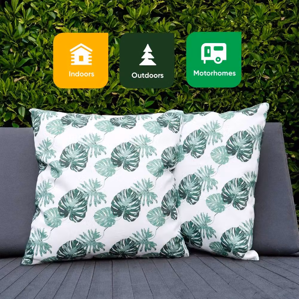 Gardenwize Pack of 2 Bali Leaf Floral Cushion Covers in Green, W/H: 45 x 45 cm – 5