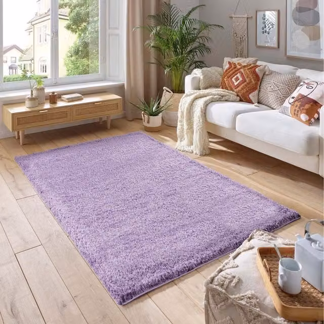 Smart Living Wholesale Ltd. Soft Fluffy Thick Pile Shaggy Area Rug in Purple, W: 290 cm