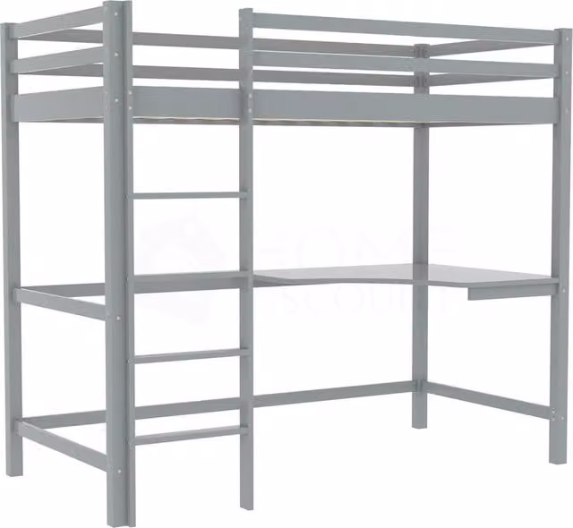 FORGEVIO Grey High Sleeper Bunk Bed Loft Cabin Bed for Children, W/D/H: 120 x 60 cm