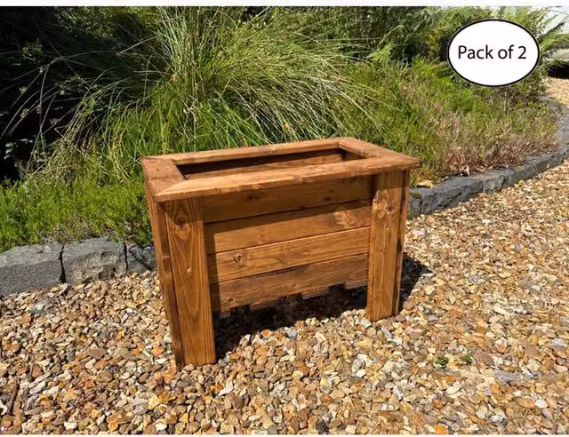 Charles Taylor Pack of 2 Rectangular Regular Trough Raised Beds in Light Brown – 1