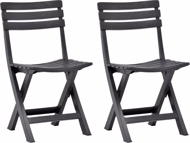 Berkfield Home Folding Garden Chairs, 2 Pack, Plastic, Anthracite and Black
