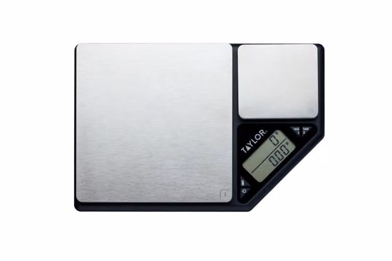 Taylor Pro Dual USB Rechargeable Digital Kitchen Scale 5kg and Digital Thermometer Set in Silver
