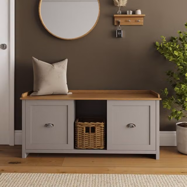 GFW Lancaster Grey 2 Door Shoe Rack Bench – 2