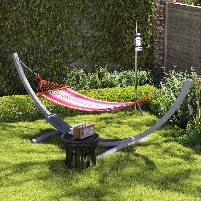 Outsunny Grey Wooden Hammock Stand