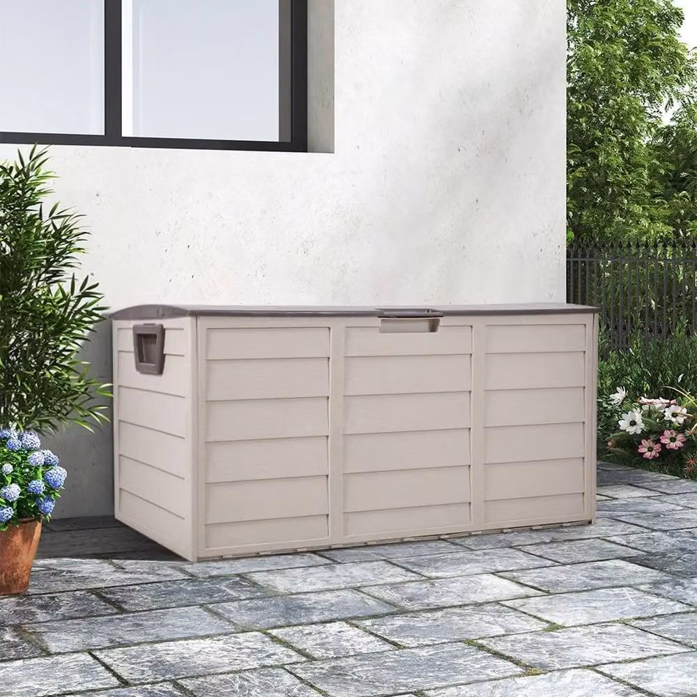 NESTLUNE Waterproof Plastic Garden Cushion Storage Box in Grey, W/D/H: 100 x 100 x 100 cm – 3