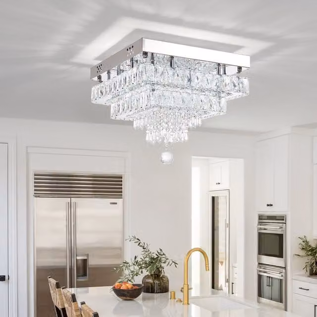 Living Star 40W LED Double-Layer Crystal Ceiling Light in Chrome