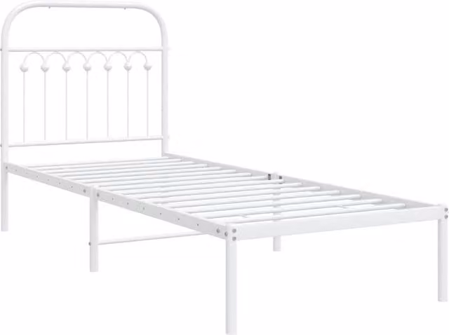 Berkfield Home Metal Bed Frame with Headboard in White, 75 x 190 cm – 1