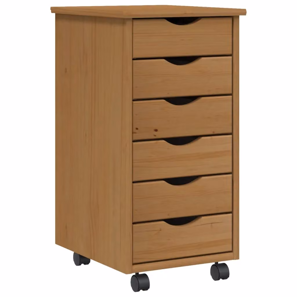 Berkfield Home MOSS Rolling Cabinet with Drawers in Honey Brown Solid Pine Wood – 2