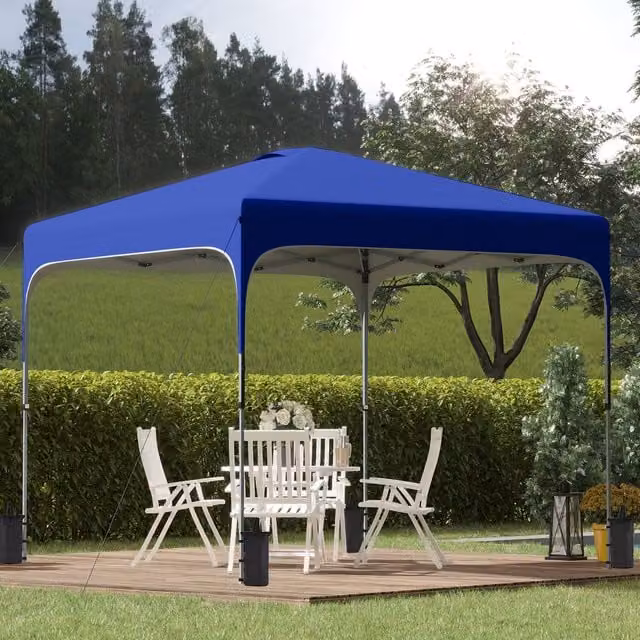 Outsunny Blue Pop Up Gazebo Foldable Canopy Tent with UPF 50+ Protection and Steel Frame
