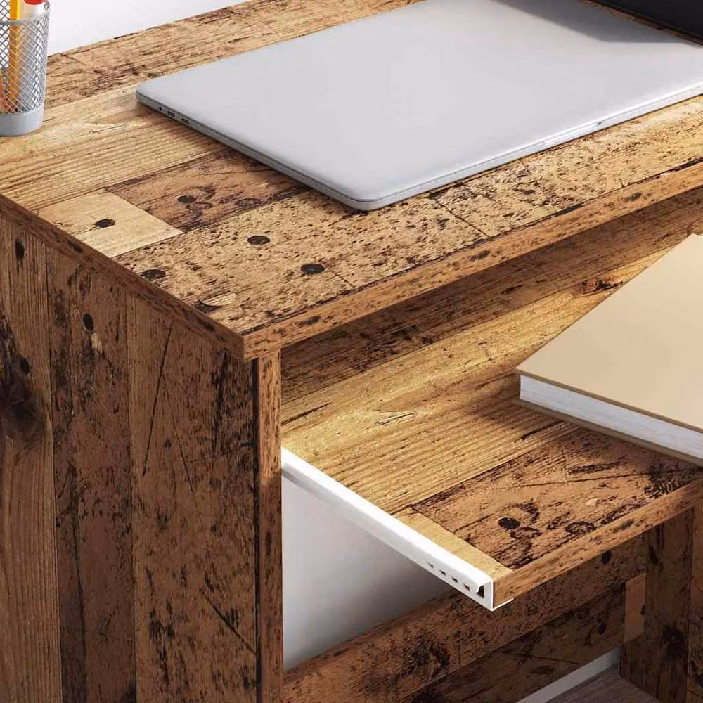 Berkfield Home Writing Desk in Old Wood Brown, W/D/H: 120.5 x 44 x 88.5 cm – 4
