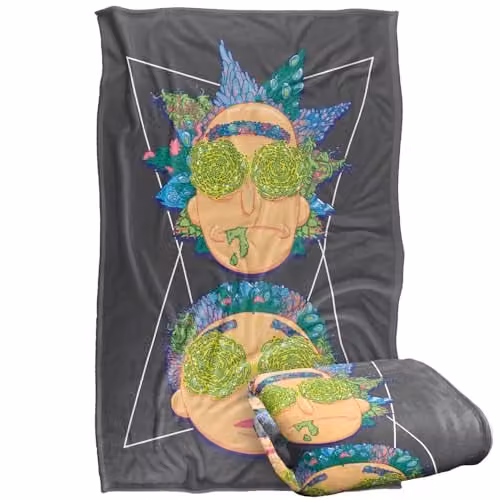 Warner Bros. Rick and Morty Portal Eyes Super Soft Silky Touch Fleece Throw Blanket, Multicolour, W: 91.44 cm x L: 147 cm