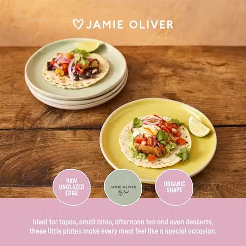 Jamie Oliver Big Love Little Plates, Set of 4, Multicolour Stoneware, Diameter: 19 cm – 2