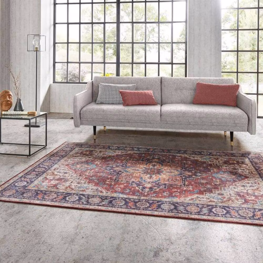 THE RUGS Anthea Oriental Vintage Medallion Flatweave Rug, Red, W: 290 cm, D: 200 cm, H: 0.5 cm – 2