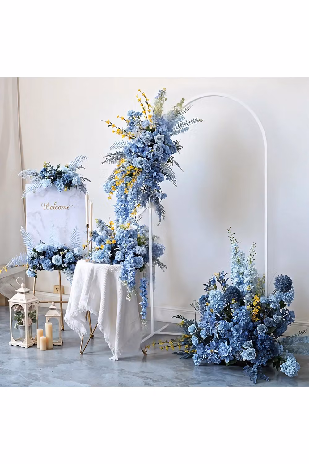 Living and Home 3-Piece White Metal Arch Wedding Backdrop Stand Set, Height: 180 cm, 200 cm, 220 cm – 2