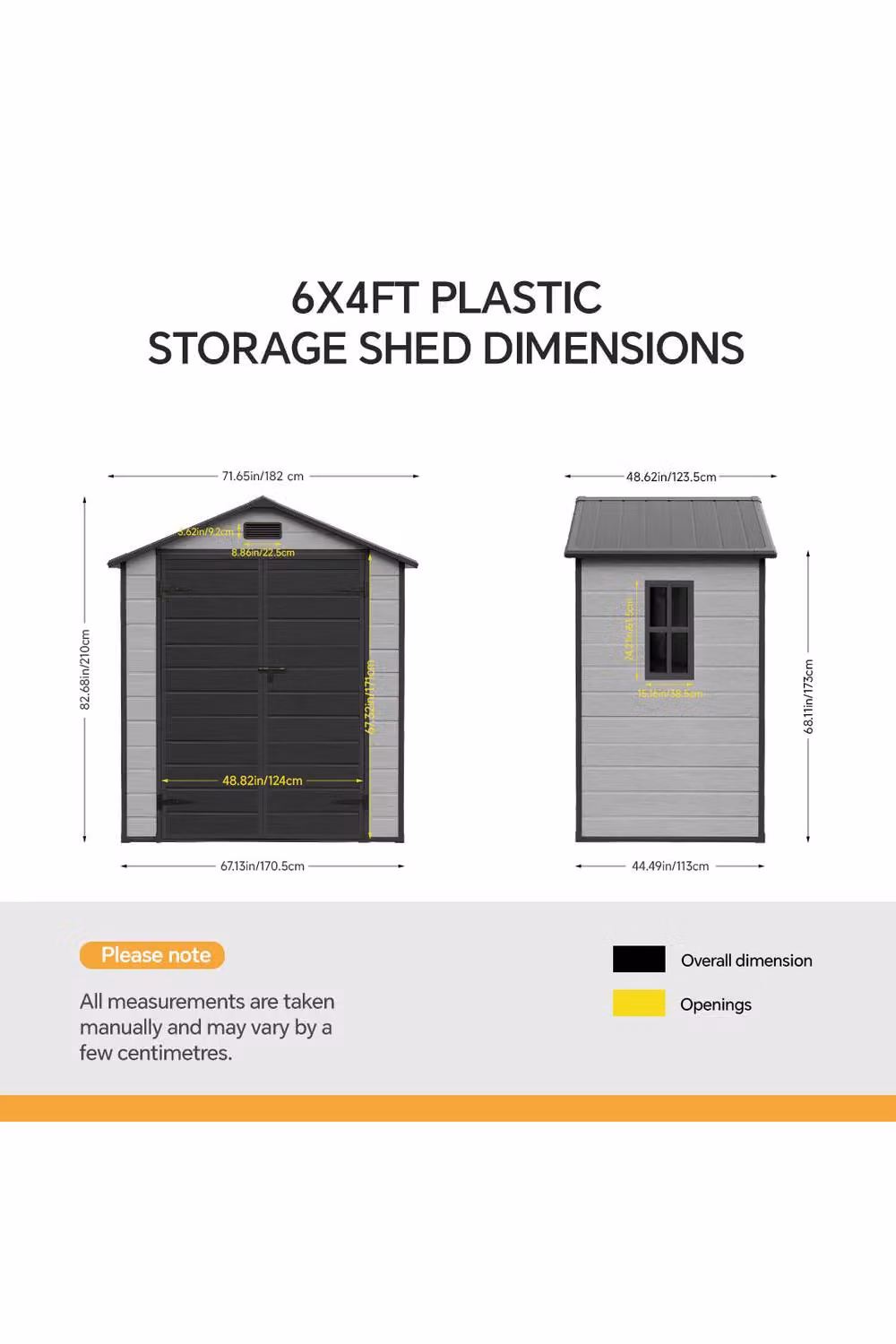 Living and Home Grey Plastic Garden Storage Shed with Double Doors and Gable Roof – 3