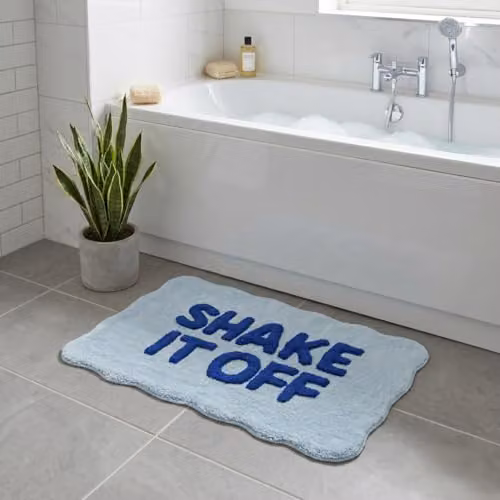 Mooky Mats Shake It Off Scalloped Bath Mat in Blue, W: 50 cm, D: 80 cm, Non-Slip and Absorbent – 2